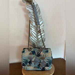 Elle Jae Tropical Leaf Pattern Crossbody Bag